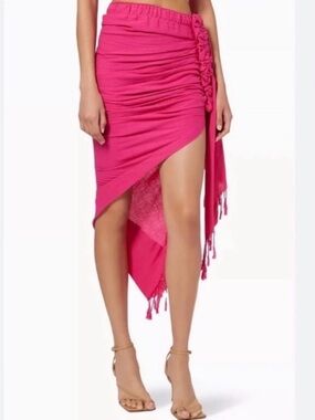 JUST BEE QUEEN Pink Tulum Fringe Skirt